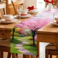 thumbnail image 5 of Table Runner - 36 Inch Long, Nature Pink Green Kitchen Dining Table Runner Dresser Scarves, Spring Country Oil Painting Flower Tree Farmhouse Decor for Coffee Tables Wedding Party Banquet, 5 of 8