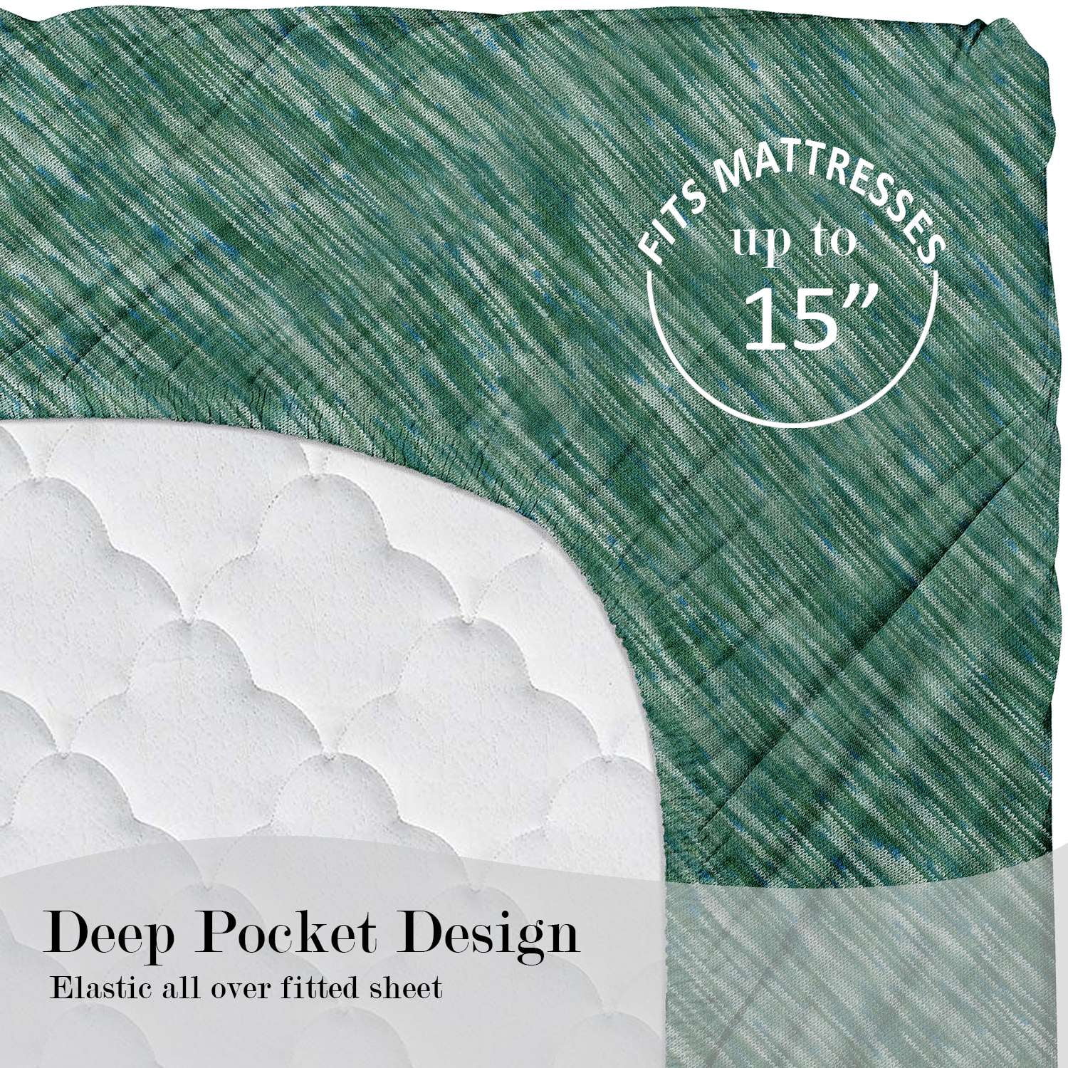 Mainstays 100% Cotton Extra Soft Jersey Bed Sheet Set, Full, Green Sage Crackle, 4 Pieces