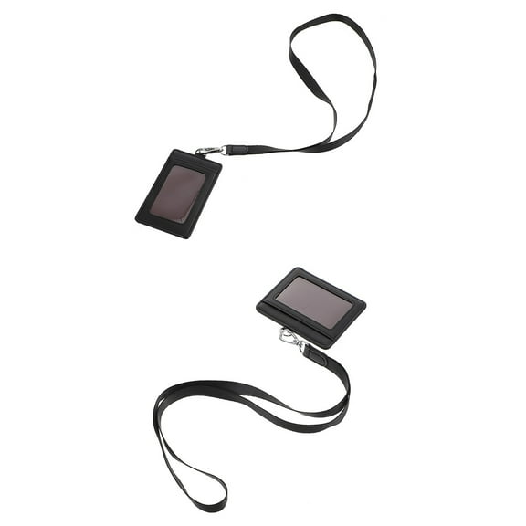 FONDOTIN 2Pcs Lightweight PU Cards Holder with Neck Strap for Easy Carry