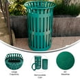 thumbnail image 3 of Flash Furniture Commercial Grade Green Outdoor Round Slatted Steel 37 Gallon Trash Can with Removable Inner Bin, 3 of 13