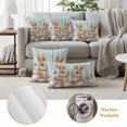 thumbnail image 6 of Easter Rabbits Pillow Covers 2 Pack Spring Colored Eggs Floral Green Wood Grain Pillowcase Waterproof Outdoor Throw Pillow Cover for Patio Balcony Rectangular Cushion 20”x12”, 6 of 9