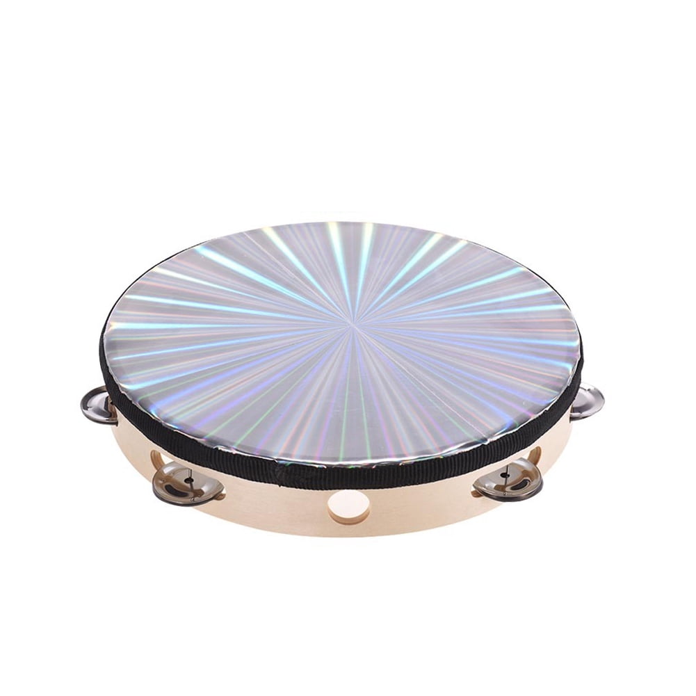 AYYUFE 10inch Reflective Tambourine Single Row Bell Jingle Percussion Instruments