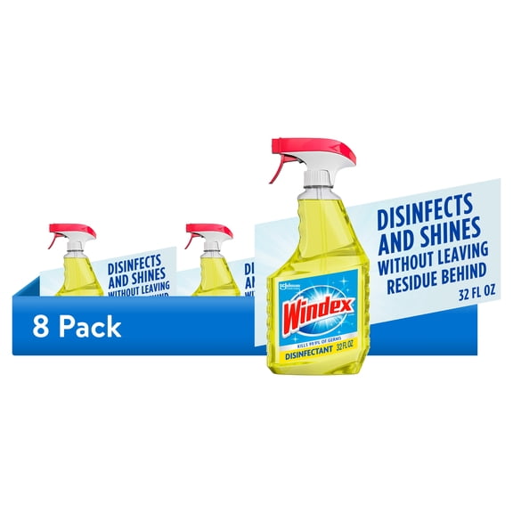 (8 pack) Windex Multi-Surface, Disinfectant, and All-Purpose Cleaner, Spray Bottle, Citrus Scent, 32 fl oz