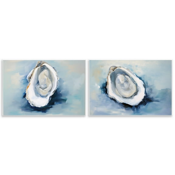 Stupell Industries Open Oyster Mollusk Shells Nautical & Beach Painting Unframed Art Print Wall Art, 15 x 10, Set of 2