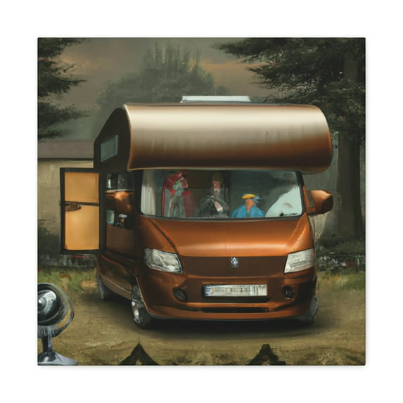 Campers in Moonlight. - Canvas