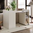thumbnail image 3 of Qinaqin Escritorio de Computadora 50" Folding con Abierto Shelves Farmhouse Oficina en Casa Ruedas Profundidad Madera E x ecutive para Living Sala Dormitorio, 3 of 8