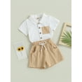 thumbnail image 3 of Coduop Baby Boys 2Pcs Outfit Set,Cotton Short Sleeve Lapel Shirt and Shorts Two-Piece Clothes Set, 3 of 8