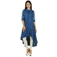 thumbnail image 5 of Bimba Womens Kurta Designer Kurti Mandarin Collar Block Print Chic Fashion Dress, 5 of 9