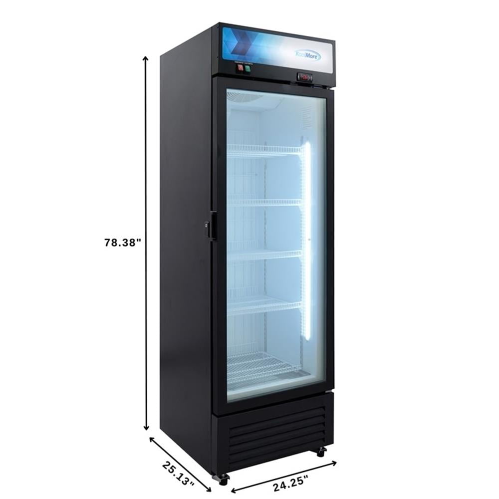 Pemberly Row 24" One Glass Door Merchandiser Freezer 12 cu. ft. in Black