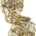 thumbnail image 4 of 8" x 25" Gold Polystone Stacked Face Cutout Mask Sculpture with Black Block Base, by DecMode, 4 of 9