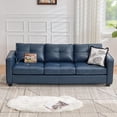 thumbnail image 3 of LAZZO 80" Faux Leather Sofa, 3-Seater Couch with USB Ports and Side Pockets for Living Room, Blue, 3 of 9