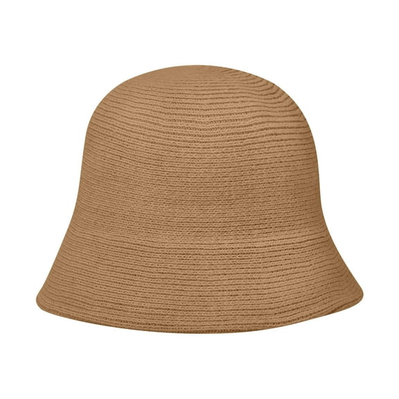 Womens Knit Buckle Hat Braided Floppy Winter Warm Fisherman Foldable Sun Bowler Hat Khaki