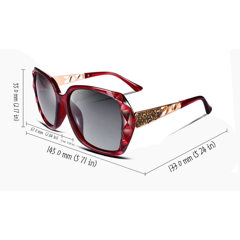 FEISEDY Polarized Women Square Sunglasses Sparkling  display picture 1