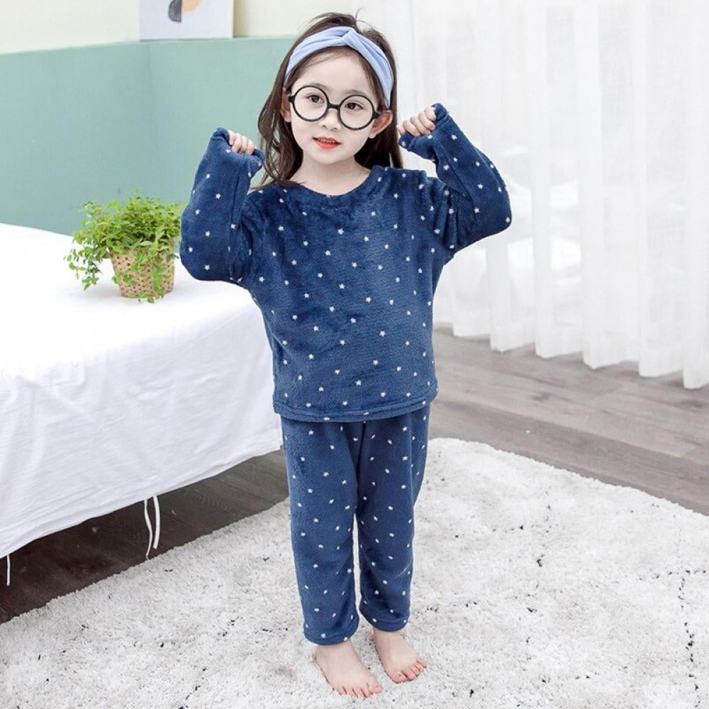 Small fish pattern girls sleepwear set Long-sleeved trousers cozy Breathable 