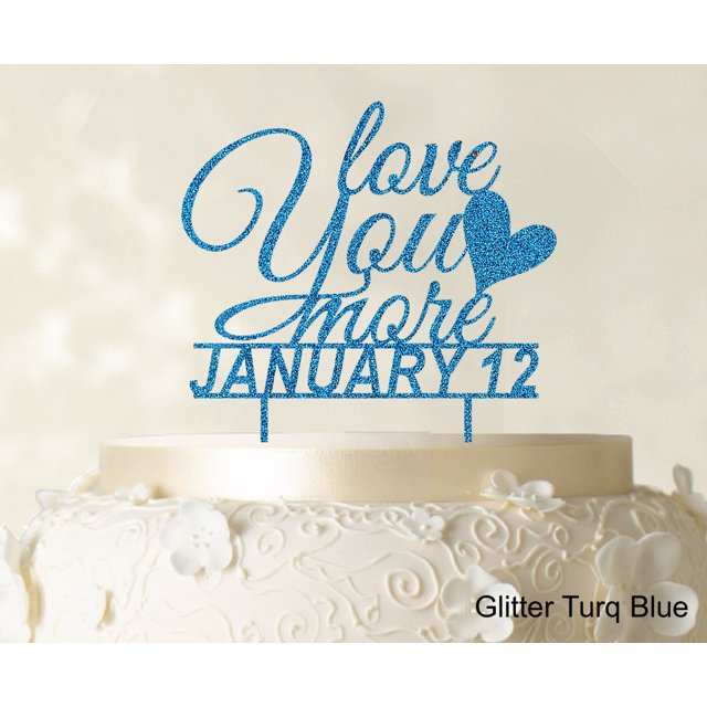 Love You More Wedding Cake Topper Personalized Glitter Cake Topper Cake Decorations Color Option Available 6-7 Inches Wide
