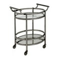 thumbnail image 2 of BOWERY HILL 2 Tiered Serving Cart in Clear Glass and Black Nickel, 34" H x 27" W x 19" D, 2 of 3