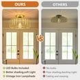 thumbnail image 6 of DONGPAI Modern Gold Flush Mount Light Fixture 11.8" Industrial Metal Cage Semi Flush Mount Ceiling Light for Hallway Living Room Kitchen Entryway Farmhouse (With Bulb), 6 of 9