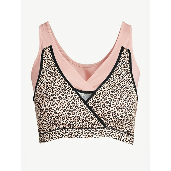 Joyspun Women's Maternity Wrap Front Nursing Bra, 2-Pack, Sizes S to XXXL