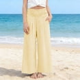thumbnail image 4 of Posijego Girls Boho Pants Stretch High Waisted Print Wide Leg Casual Beach Summer Vacation Trousers Pants with Pockets, 4 of 7