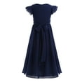 thumbnail image 6 of inhzoy Kids Flower Girls Dress Cap Sleeve Bridesmaid Princess Costumes Birthday Wedding Party Gowns Navy Blue 12, 6 of 7