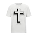 thumbnail image 5 of Ceisia Men's Loose Fit Short Sleeve T-Shirt 3D Cross Print Faith Theme Spring Summer Shirt Gift, 5 of 6