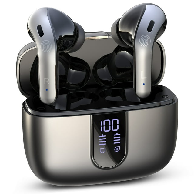 VEATOOL Bluetooth Headphones 65H Playback LED Power Display Earphones with Wireless Charging Case IPX7 Waterproof