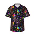 thumbnail image 1 of Balery Rainbow Jellyfishes Camisas hawaianas de manga corta para hombre, camisas playeras de corte holgado, camisas de vacaciones con botones,Small, 1 of 7