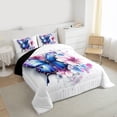 thumbnail image 3 of Castle Fairy Girls Floral Butterfly Full Size Comforter Sets,Blue Pink Bedding Sets, 3 of 8