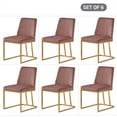 thumbnail image 2 of Set of 6 Home Living Room Kitchen Dining Chairs Modern Design Gold Base Upholstered Armless Simple Dinner Chairs Accent Chairs for Drawing Room Guest Room Study Room, 2 of 7