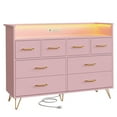 thumbnail image 2 of EDTara Commode Moderne à 8 Tiroirs avec Lumières DEL, Station de Recharge Intégrée, Grand Espace de Rangement, Dimensions 49.08 Pouces x 16.73 Pouces x 35.43 Pouces, Parfaite pour la Chambre, le Salon et l'Entrée, 2 of 8