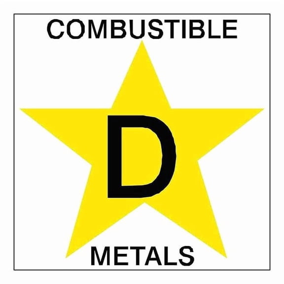Brady Label,D Combustible Metals,3in.Hx3in.W 95221