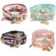 thumbnail image 1 of 4 juegos de pulseras de cuentas elásticas bohemias, amuletos de mano de mal de ojo multicapa, apilables, hechos a mano, multicolor, con cuentas de cristal, pulseras de protección de la suerte, hebra Feliz Sencillez, 1 of 5