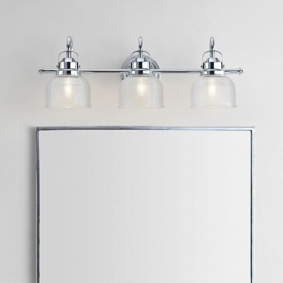 JONATHAN Y Virginia 25.25" 3-Light Metal/Glass LED Vanity Light, Chrome