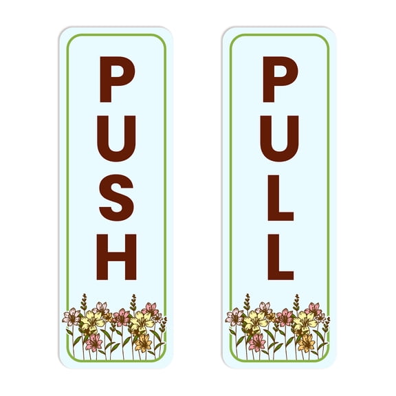 Signs ByLITA Vertical Push and Pull Door Signs (Flowers Full Bloom)- Small