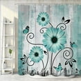 thumbnail image 3 of Rustic Farmhouse Shower Curtain, Farm Teal Daisy Flowers Butterfly on Country Wooden Bath Curtain, Turquoise Blue Floral Bathroom Accessories Cute Wildflower Bathroom Curtains Set with Hooks, 36X72IN, 3 of 6