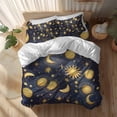 thumbnail image 2 of Fantasy Galaxy Full Size Comforter Set, Golden Planet Universe Sun Moon Stars Retro Bedding for All Seasons, 4 Pcs Bed Set, 1Quiltcover (86"x86") ,1Sheet(80"x116"), 2Pillowcases (30"x20"), 2 of 12