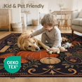 thumbnail image 4 of ODIKA 2'x3' Washable Throw Rug Midnight Black Raven and Autumnal Motifs Design Enchanted Forest with Celestial for Hallway, Study Room, Non-Slip Low Profile, Flatwoven, 4 of 7