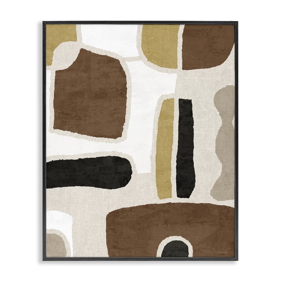 Stupell Industries Earthy Organic Shapes Abstract Painting Black Framed Art Print Wall Art, 11 x 14