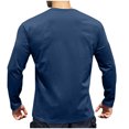 thumbnail image 4 of Men's Long Sleeve Thermal Tops Waffle Crew Neck Shirt Fashion Fall Casual Loose Solid Color Basic Tshirt for Men (Dark Blue 2XL), 4 of 4