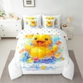 thumbnail image 2 of jejeloiu Kawaii Duck 7 Pieces Bedding Comforter Set,Rainbow Balloon Full Bedding Set,Colorful Graffiti Fitted Sheet Flat Sheet For Girl Kids,Luxury Bedroom Decor Reversible, 2 of 8