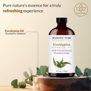 MAJESTIC PURE Eucalyptus Essential Oil | 100% Pure and Natural Eucalyptus Oil | Premium Grade Essential Oils for Hair Care, Home Diffusers, Skin, Aromatherapy, Massage and Humidifiers | 4 Fl Oz