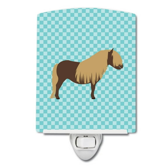 Caroline's Treasures BB8088CNL Shetland Pony Horse Blue Check Ceramic Night Light, 6x4x3", multicolor