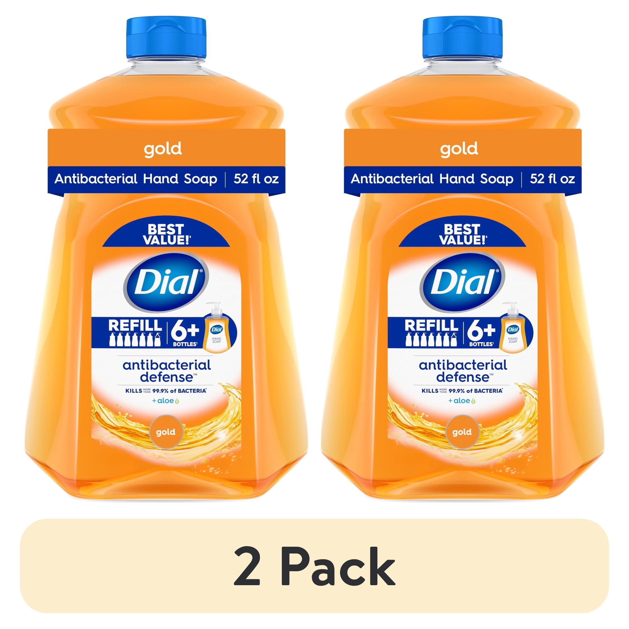 (2 pack) Dial Antibacterial Defense Gold Liquid Hand Soap Refill, 52 fl oz