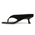 thumbnail image 2 of YDN Women Open Square Toe Flip Flops Low Kitten Heel Slip on Mules Casual Dress Summer Beach Thong Sandals Size 5.5 Black Suede, 2 of 4