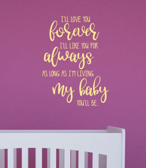 I/'LL LOVE YOU FOREVER Nursery Baby Quote Vinyl Wall Decal Decor Letters Sticker
