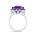 thumbnail image 2 of ANGARA Natural Claw-Set Cushion 4.7 ct Amethyst Halo Ring with Filigree in 14K White Gold for Women (Size-11mm) | February Birthstone, Anniversary, Jewelry Gift for Women | Natural Amethyst Ring, 2 of 9
