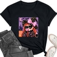 thumbnail image 5 of Yeaiivve Halloween T Shirts for Women Cartoon Witch Printed Short Sleeve Tops Dressy Casual Loose Fit Tunic Tees Crewneck Novelty Blouse S, 5 of 8