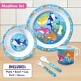 thumbnail image 3 of (2 pack) Bentology 5 Piece Mealtime Feeding Set for Kids and Toddlers - Shark - Includes Plate, Bowl, Cup, Fork and Spoon Utensil Flatware - Durable, Dishwasher Safe, BPA Free, 3 of 6