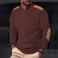 thumbnail image 4 of FRSASU Mens Long Sleeve Sweatshirt Stand Crew Neck Sweatshirt Top for Men Fleeced Hooded Sweatshirts Wine, 4 of 9