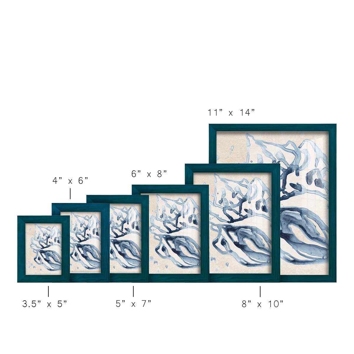 Water Shells II - Framed Print w/glass - Ocean Blue